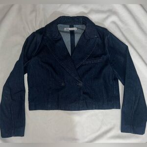 Zara Denim Cropped Blazer